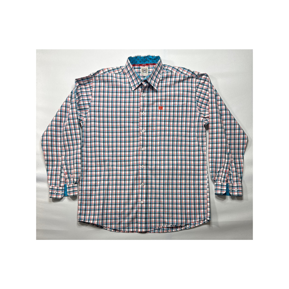 Cinch Men's Long Sleeve Multicolor Plaid Button Up Work Shirt - Size M *READ**